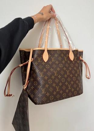 Жіноча сумочка lv newerfull 43x28x15 коричнева