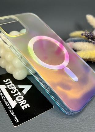 Чохол для iphone 13 з magsafe rainbow магнітний переливається протиударний пластиковий