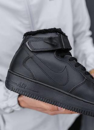 Зимові чоловічі спортивні кросівки з хутром на липучці nike air force