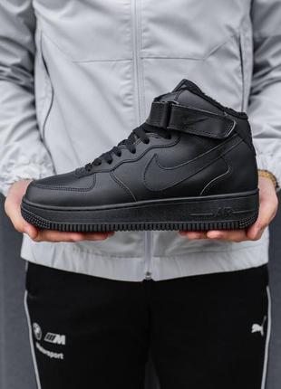 Зимові чоловічі спортивні кросівки з хутром на липучці nike air force