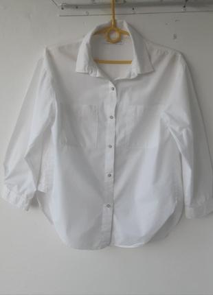 Белая базовая рубашка zara xs 42-44 100% хлопок7 фото