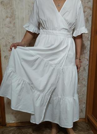 Платье женское  миди легкое летнее на лето повседневное нарядное белое3 фото