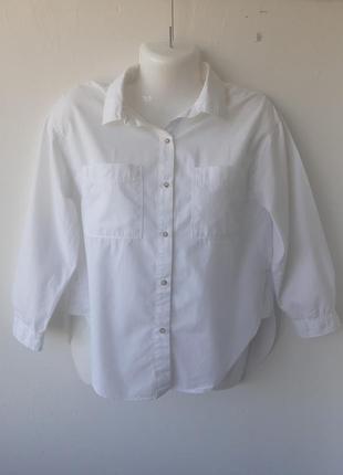Белая базовая рубашка zara xs 42-44 100% хлопок