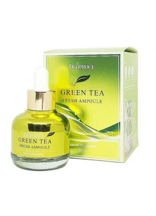 Ампульна сироватка для обличчя з екстрактом зеленого чаю deoproce green tea fresh ampoule 30ml