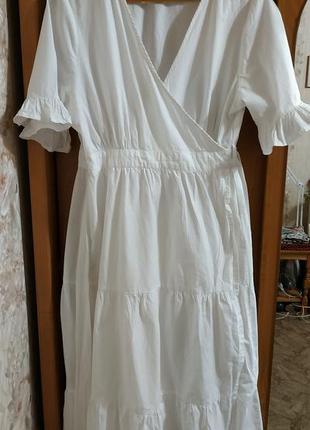 Платье женское  миди легкое летнее на лето повседневное нарядное белое7 фото