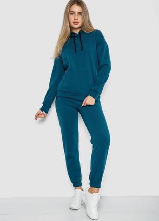 Спорт костюм женский на флисе, цвет изумрудный, 241r1530