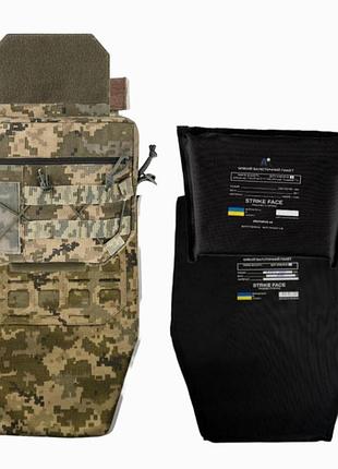 Противоуломочный фартук 2-го класса защиты с баллистическим пакетом + наушник с баллистическим пакетом 2 класса пиксель мм14