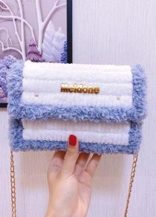 Канва з фурнітурою meidone і нитками набір для створення сумки своїми руками біла/блакитний