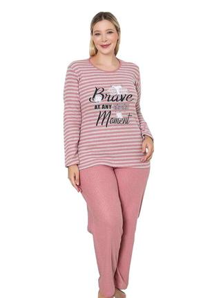 Теплая женская пижама трикотажная футер лапша c34533 xl