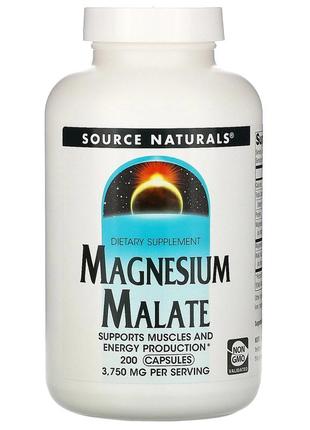 Магній малат 425 мг source naturals яблучнокислий магній підтримує м'язи та вироблення енергії 200 к