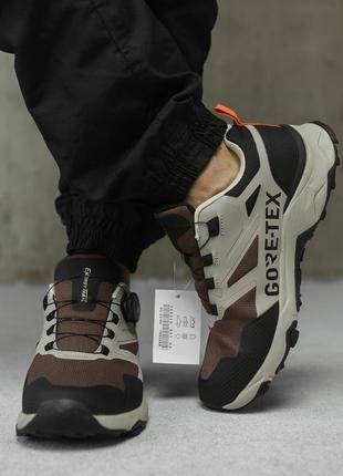 Чоловічі кросівки gore-tex grey/brown мембранна тканина