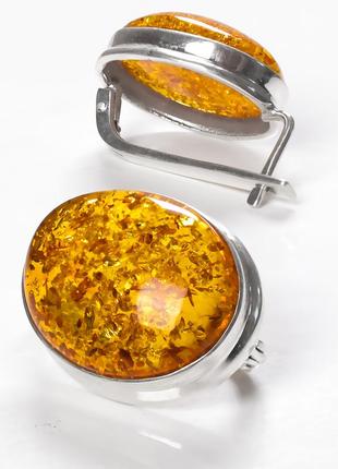 Янтарь серебряные серьги, 915сря