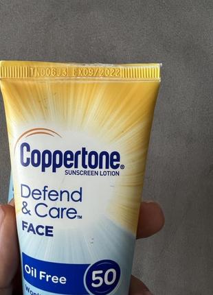 Cолнцезащитный лосьон для лица coppertone defend & care oil free sunscreen face lotion spf502 фото