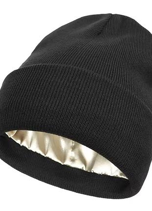 Шапка з шовковою/атласною підкладкою/вʼязана / нова