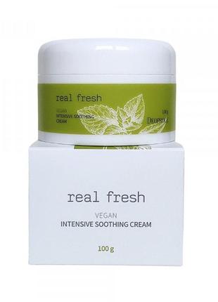 Крем для интенсивного успокоения кожи лица deoproce real fresh vegan intensive soothing cream