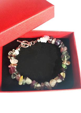 Браслет з натурального флюориту на застібці тогл