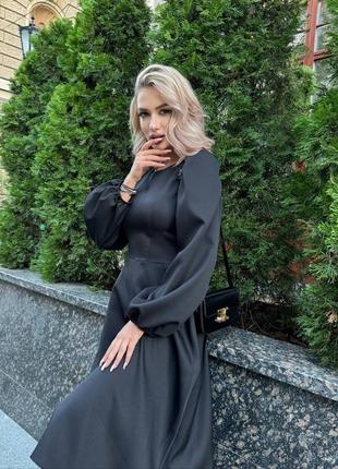 Платье приталенное сверху и свободное снизу с длинными рукавами на резинке3 фото