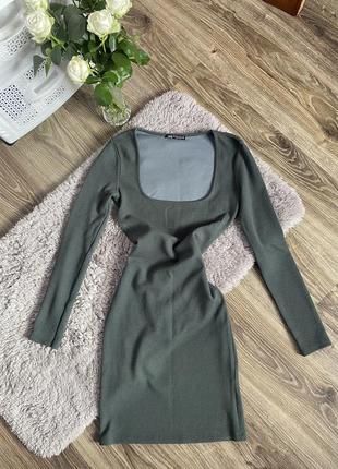 Платье zara в рубчик платья хаки zara