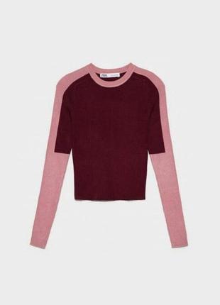 Лонгслив zara облегающая кофта кроп топ водолазка