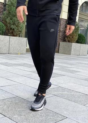 Фліс теплі чоловічі спортивні штани чорні на манжеті трикотаж. р. 46-54