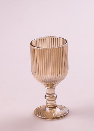 Чарка на ніжці для міцних напоїв фігурна прозора ребриста з товстого скла набор 6 шт tea color2 фото