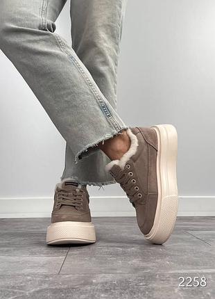 Зимние женские кеды/кроссовки на платформе натуральная замша, ботинки, жемнее зимние...