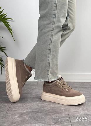 Зимние женские кеды/кроссовки на платформе натуральная замша, ботинки, жемнее зимние...