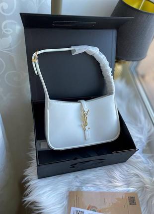 Стильна шкіряна біла сумочка ysl premium сумка2 фото