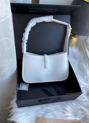 Стильна шкіряна біла сумочка ysl premium сумка4 фото