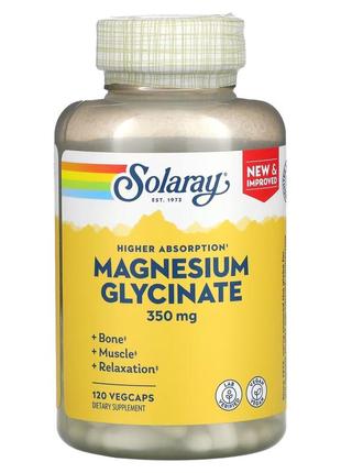 Магній гліцинат solaray magnesium glycinate 350 мг 120 вегетаріанських капсул