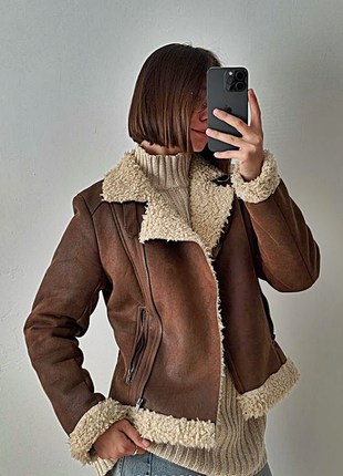 Дубленка авиатор h&m