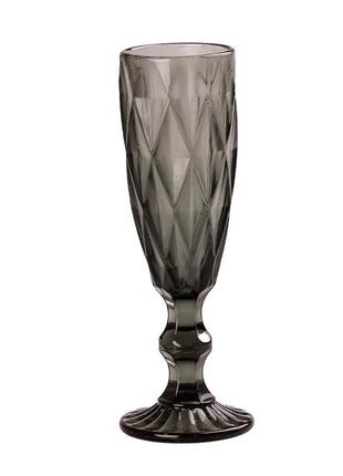 Келих для шампанського фігурний гранований з товстого скла набір 6 шт сірий3 фото