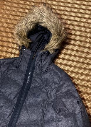 Куртка jack wolfskin down jacket пухова/пуховик з міховим капюшоном/коміром парка 2