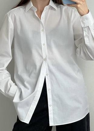 Рубашка белого цвета хлопок прямого кроя6 фото