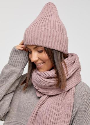 Комплект шапка та шарф (8 кольорiв) 50% шерсть