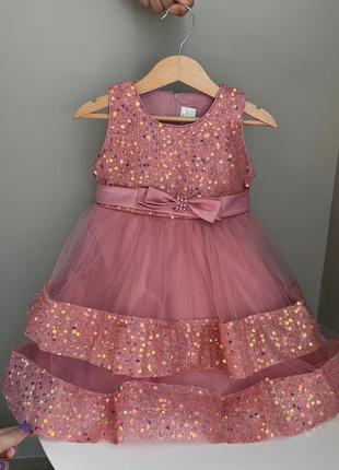 Красное и розовое детское нарядное платье для девочек2 фото