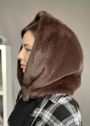 Капор искусственный мех норка на кнопках