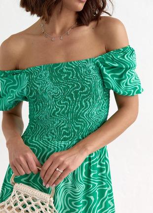 Летнее платье макси с эластичным верхом - изумрудный цвет, s (есть размеры)4 фото