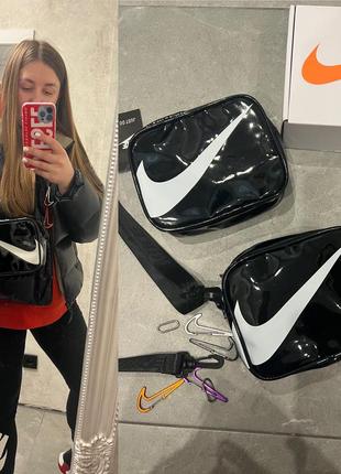 Черная сумка nike лаковая сумка nike