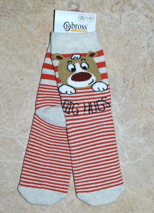 Теплі махрові шкарпетки 1-3, 3-5, 5-7 bross бросс ведмедик смужки