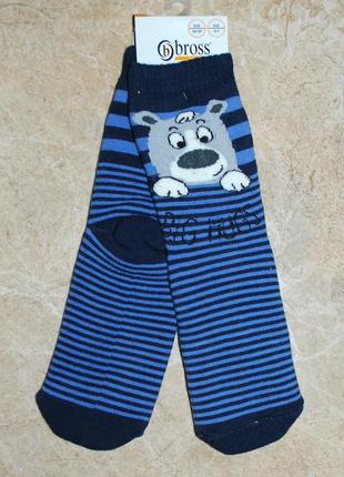 Теплі махрові шкарпетки 1-3, 3-5, 5-7 bross бросс ведмедик смужки