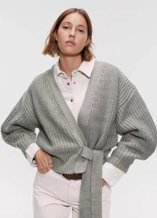 Кардиган светр кофта zara вʼязаний на запах оверсайз