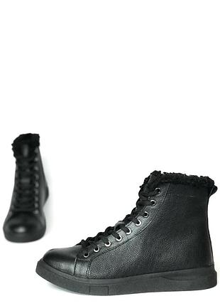 Женские кожаные зимние кеды ботинки 39 р тёплые на шнурках