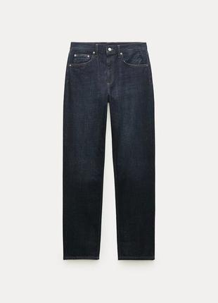 Темно сині джинси zara mid rise relaxed fit
