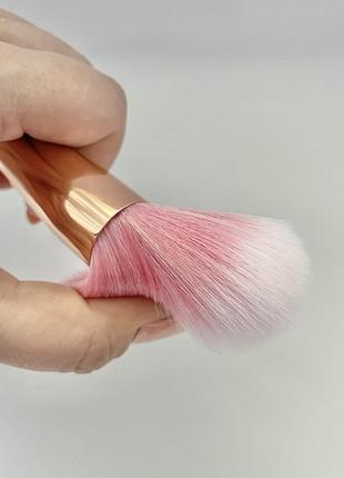 Кисть таклон для макияжа для пудры румян gold/pink probeauty4 фото