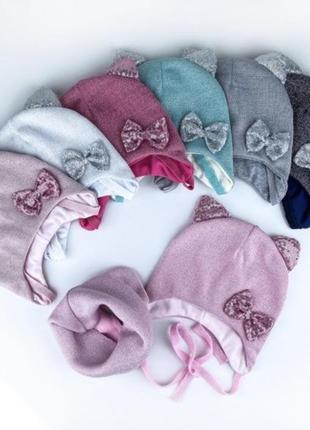 Дитячий комплект для дівчинки шапка + хомут2 фото