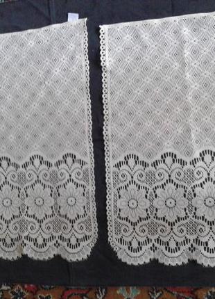 Вінтажні однотонні кремові тюлеві шторки фіранки на кухню на підлогу вікна пишноти