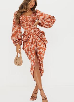 Распродажа платье prettylittlething миди с драпировкой