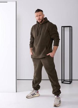 Теплый спортивный костюм из поларфлиса. черный синий хаки, m,l,xl,xxl,xxxl
