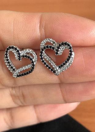 Серебряные серьги сердечка silver проба s925 стерлинговое серебро ювелирные изделия подарок